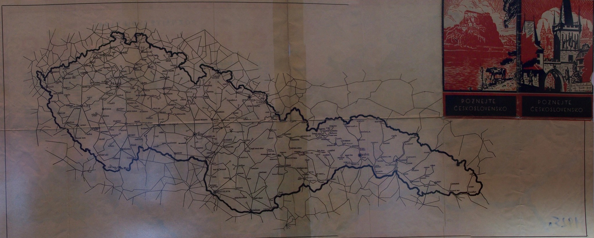 Železniční mapa ČSR - Československo v roce 1925